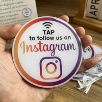 Autocollant époxy personnalisable pour table, code QR, NFC, avis Google, menu, plaque pour restaurant, carte de membre Insram, hôtel