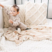 Couverture d'hiver en mousseline de coton personnalisée à 2 couches pour bébé, couvertures à emmailloter à pois en peluche Minky