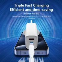 Cargador Rápido GaN de 45W con Doble Puerto USB A+C, PD2.0, QC3.0, Enchufe Europeo, Compacto, Portátil, con Protección Inteligente por Circuito Integrado para Teléfono Móvil, OEM