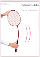 Raquette de badminton professionnelle en fibre de carbone graphite haute tension, super légère, avec grip en PU écologique, dureté modérée en acier pour le sport