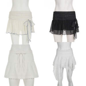 Shorts Deportivos Casuales de Verano para Mujer, Diseño en A, Cintura Natural, Transpirables, Tejido Ecológico, Ajuste Cómodo, con Volantes y Parches - Product Image 1