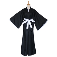 Costumes de cosplay Bleach Ichigo Kurosaki, perruques Ichigo, cape noire pour homme avec sandales en paille, ensemble haut et pantalon noir et blanc