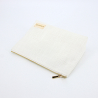 Pochette à fermeture éclair en toile de coton avec logo personnalisé pour maquillage sacs organisateur de bonbons en nylon ouverts de style à la mode en tissu de jute naturel
