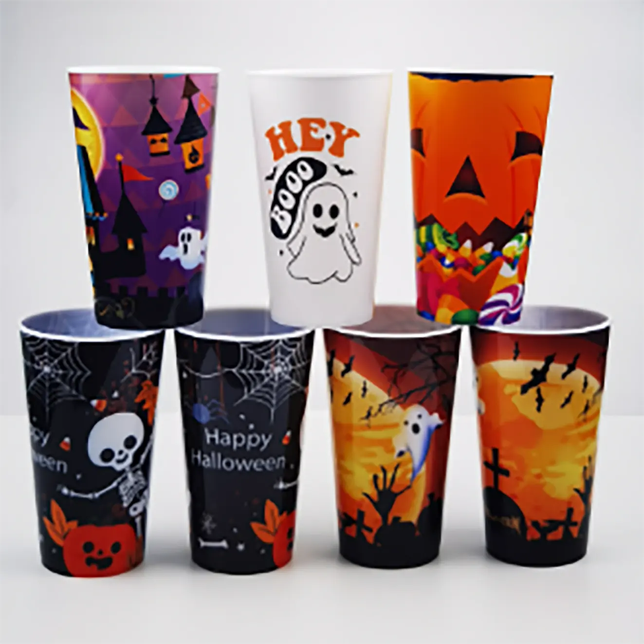 Halloween Natal Festival Tema Série Caneca Custom Impresso Plástico PP Stadium Cup