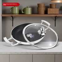 Wajan Besi Cor Aluminium Wei Yi Double-Ear, Dasar Rata, Anti Lengket, Ukuran Besar, Khusus untuk Menggoreng Roti dan Pancake