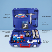 DSZH WK-8P 8-en-1 Manomètre de collecteur de réfrigérant, Outil de sertissage et d'expansion de tubes, Ensemble complet résistant à l'usure, Portable pour climatisation automobile