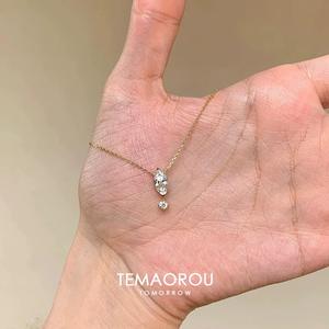 Collier Pendentif <span class=keywords><strong>Goutte</strong></span> <span class=keywords><strong>d</strong></span>'<span class=keywords><strong>Eau</strong></span> Scintillante en Diamant avec Chaîne en Bambou en Cuivre pour Femme – Accessoire Minimaliste et Exquis pour le Quotidien - Product Image 1