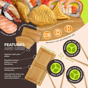 Utensilios para <span class=keywords><strong>Sushi</strong></span>, Platos Geta, Bandeja para Servir, Plato para Salsas, Palillos, Venta al por Mayor, Plato de Bambú Japonés de Diseño Moderno para <span class=keywords><strong>Sushi</strong></span> - Product Image 3