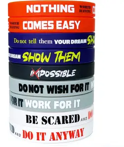 Bracelet de motivation en caoutchouc Silicone avec Messages inspirants-Bracelets unisexe taille adulte femmes hommes adolescents