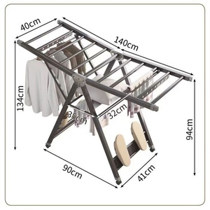 Séchoir à linge en alliage d'aluminium, séchoir à couettes et chaussures d'extérieur, pliable sur pied pour balcon - Product Image 4