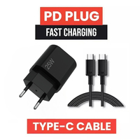Adaptateur mural universel électrique de haute qualité 25W PD Type-C EU Super Fast Charging avec câble de 1m/1,5m/2m pour S24 S23