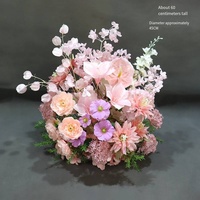 Composition florale haut de gamme en hydrangeas violets et fleurs blanches, chemin de table floral de 1 m, rangée de fleurs artificielles réalistes pour la décoration de scène de mariage