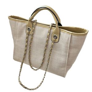 Sac fourre-tout vintage en toile de coton grande capacité pour femme, sac à bandoulière de luxe avec chaîne, vente en gros - Product Image 1