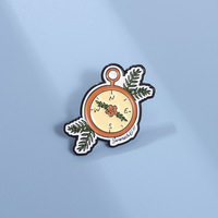 Rétro boussole dessin animé broches feuilles pointeur fleurs décorer broche sac à dos vêtements Badge métal accessoires bijoux cadeaux