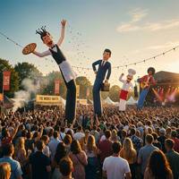Inflatables publicitaires extérieurs personnalisés : Danseur gonflable agitant les bras pour cérémonie de lancement