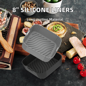 Forros cuadrados de silicona reutilizables ecológicos, bandeja para hornear, freidora de aire, <span class=keywords><strong>horno</strong></span>, <span class=keywords><strong>microondas</strong></span>, accesorios, platos, sartenes - Product Image 2