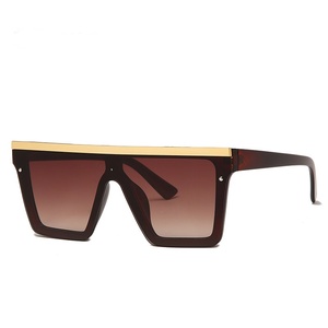 Wholesale Custom Logo Metal Frame UV400 Acrylic Lenses One Piece Fashion Sunglasses - Product Image 4
