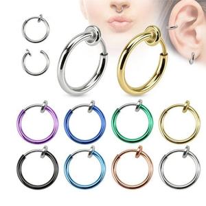 Vente en gros de boucles d'oreilles créoles <span class=keywords><strong>cartilage</strong></span> non percées à ressort | <span class=keywords><strong>Faux</strong></span> anneaux de nez et de lèvres en acier inoxydable | Multi-couleurs et taille - Product Image 4