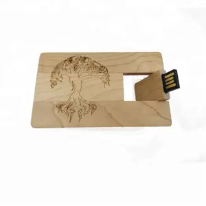 ذاكرة فلاشية خشبية صديقة للبيئة ببطاقة ائتمان USB بسعة 4 جيجابايت و8 جيجابايت و16 جيجابايت ذاكرة فلاشية من خشب الخيزران بشعار مخصص
