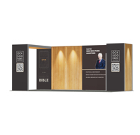 Stand d'exposition modulaire personnalisé 6*3M à cadre ouvert avec piliers double face et mur arrière en tissu graphique lumineux