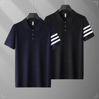 Chemises polo en tricot pour hommes grands et corpulents, manches courtes, bordure rayée, col en tricot, style business décontracté, vêtements d'été