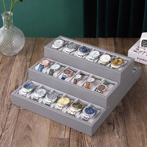 Sang Trọng Đồng Hồ Hiển Thị Giá Cửa Hàng Cửa Hàng Showcase PU Da Nhung Đồng Hồ Chủ Set Đồng Hồ Hiển Thị Tray Cho 6 12 24 30 Khe Cắm - Product Image 3