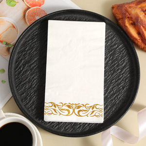 Gold Stamped Paper Napkins 330mmx400mm Disposable For Wedding Hotels Restaurants - Product Image 1