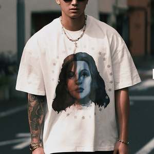 T-shirt sport décontracté surdimensionné pour homme en coton tricoté 100% personnalisé, impression numérique, manches courtes, 180 grammes, 2025 - Product Image 1