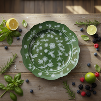 Assiettes de présentation en porcelaine fine à motifs floraux, vaisselle en porcelaine florale, théière pour le goûter, pot à lait, plat à dessert