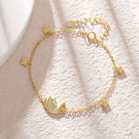 Bracelet tendance et élégant en argent sterling 925 plaqué or avec motif grue de papier, pour femme, idéal pour l'été, personnalisable