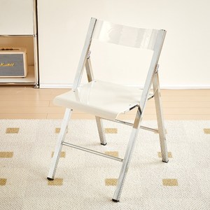 Chaise de salle à manger pliante transparente avec dossier, cadre en alliage d'aluminium, design moderne et minimaliste, durable et robuste, pour l'école et l'extérieur - Product Image 5