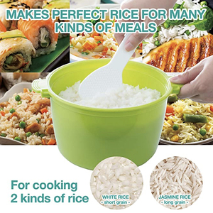 Household Microwave Rice Steamer Food Grade Plastic Rice Cooker Pot With Lock Lid <b>Spoon</b> <b>Measuring</b> Cup For Daily Rice Making - Product Image 4