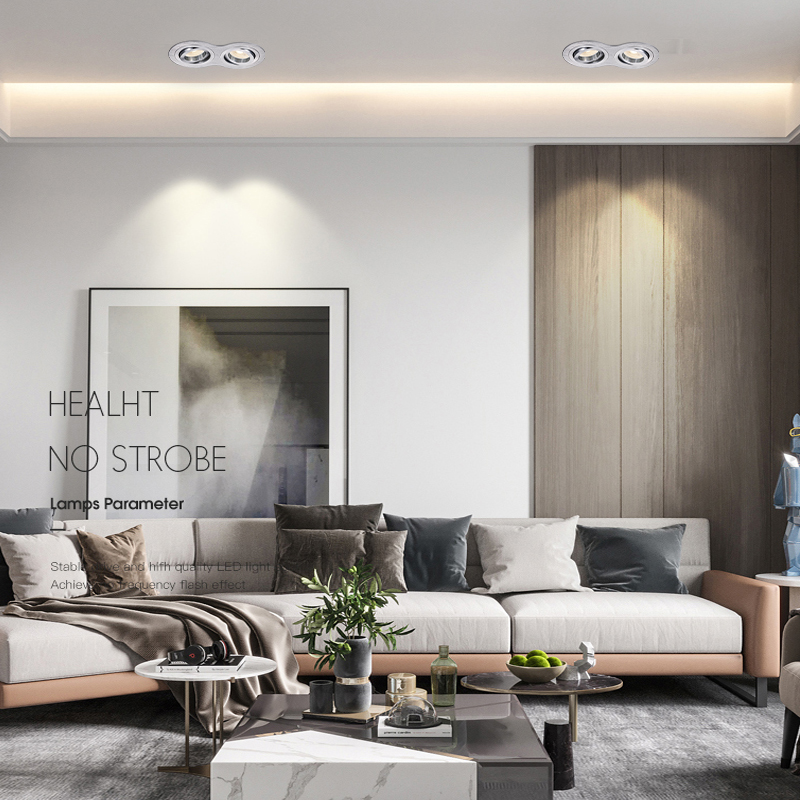 Double Head Aluminium Ceiling Downlight Satin Nickel Round LED Spotlight