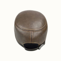 Gorra de Cuero PU Bicolor Personalizada al por Mayor con Detalle de Remache y Costuras en Contraste, Gorra Retro Unisex Estilo Motero, Gorra Plana con Visera