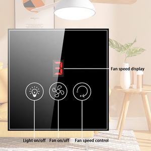 Pour Tuya Smart Life WIFI LED éclairage panneau de verre européen Alexa/Google contrôlé interrupteur de ventilateur intelligent 10A Max. Télécommande - Product Image 4