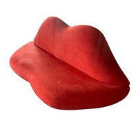 Sofá Chesterfield en Forma de Labios Rojos, Sofá de Dos Plazas Tapizado en Terciopelo Creativo, Estilo Tradicional para Sala de Estar y Dormitorio