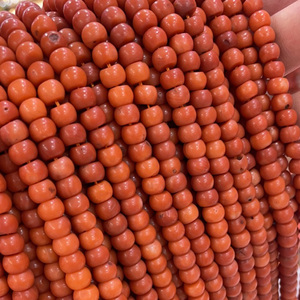 Tambour perles de corail naturel fabrication de bijoux perles de roue en vrac teints DIY <span class=keywords><strong>orange</strong></span> - Product Image 2