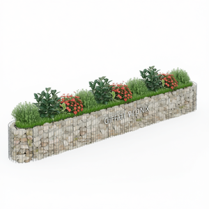 Jardinera Elevada Gabion de 157.5 x 19.7 x 19.7 Pulgadas, Hierro Galvanizado Plateado, Decoración para Exteriores - Product Image 1