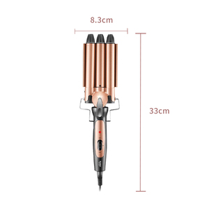 <span class=keywords><strong>KEMEI</strong></span> KM-1010A <span class=keywords><strong>Rizador</strong></span> de Pelo Plegable de 3 Barriles 90W Enchufe EU Anti-Quemaduras Calentamiento Rápido Doble Revestimiento Cerámico Venta al por Mayor para Mujeres DIY CE - Product Image 2
