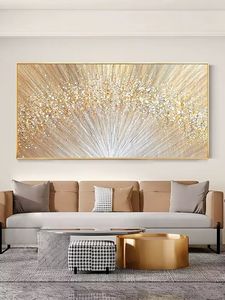 Decoración del hogar cuadros nórdicos abstractos modernos arte de pared puro hecho a mano atmósfera dorada <span class=keywords><strong>pintura</strong></span> al óleo - Product Image 2