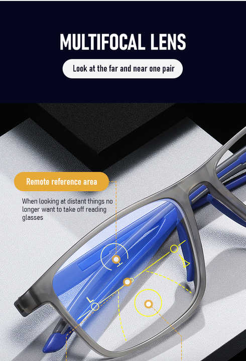 Progressive Photochromic Reading Glasses Men's and Women's Multi-focus Anti-blue Glasses Dual-purpose Reading Glasses