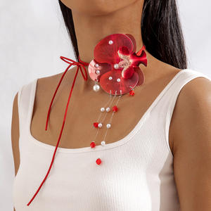 2025 fábrica al por mayor nuevo collar de Orquídea de cristal y Perla de gota de agua de Amistad de alta calidad con gargantilla de cuerda Bohemia - Product Image 6