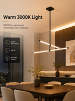 Luminaire suspendu LED linéaire mini carré moderne homologué ETL, CRI90, boîtier en plastique noir mat, diffuseur en acrylique, télécommande