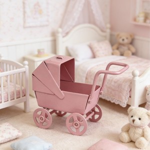 Cochecito de Muñecas 1:12, <span class=keywords><strong>Mini</strong></span> <span class=keywords><strong>Cuna</strong></span> de Hierro, Modelo de Carrito, Accesorio de Simulación para Escenas Infantiles - Product Image 3