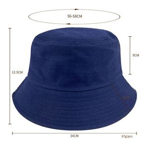 Chapeau de pêcheur en coton uni noir pour homme et femme, avec logo personnalisé, pour l'été et la plage, à bord plat - Product Image 3