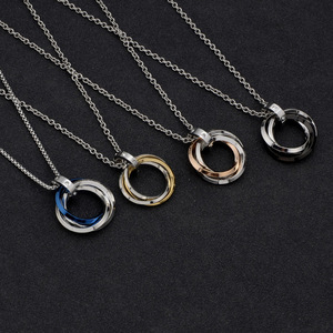 Collier pour homme en acier inoxydable 2026, trois anneaux entrelacés, chaîne anti-ternissement, vente en gros, haute qualité MGXL592 - Product Image 1