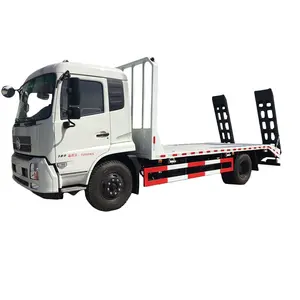 4x2 Dongfeng 10 톤 낮은 평판 트럭 굴착기 롤러 불도저 건설 기계 운송 견인 트럭 난파선 판매