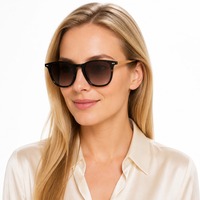 Lunettes de soleil unisexes en métal et acétate, monture carrée classique, branches à motif floral doré en relief, verres dégradés