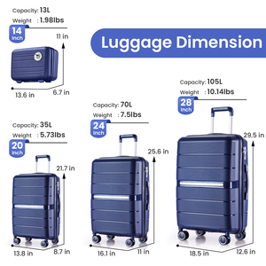 Ready Stock in USA Free Shipping Luggage Sets 4 Piece(14/20/24/28) PP Support <b>Dropshipping</b> - Product Image 5