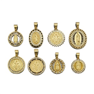 Gold Plated Stainless Steel Virgin Mary <b>Necklace</b> Charm Jewelry Zircon Jesus Pendant for Men - Product Image 1